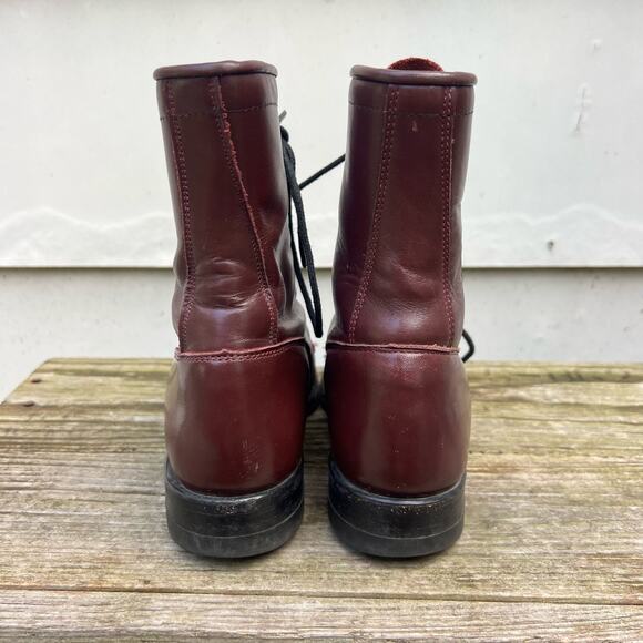 Vintage 80s Justin Boots Dark Cherry Lace Up Roper Kilte Fringe Cowgirl 5.5B - Picture 4 of 6